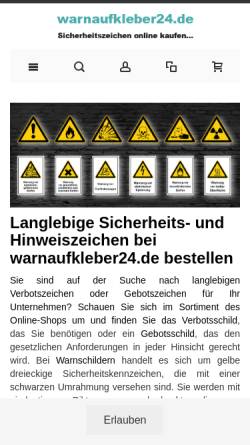 Vorschau der mobilen Webseite warnaufkleber24.de, Warnaufkleber24