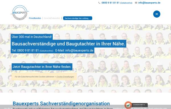 Vorschau von www.bauexperts.de, Bauexperts Sachverständigengesellschaft mbH