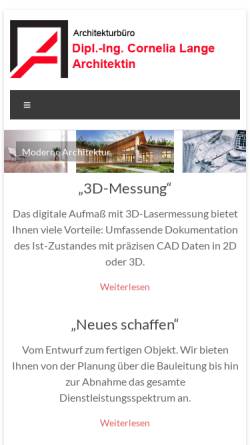 Vorschau der mobilen Webseite www.architekturbuero-lange.de, Dipl.-Ing. Cornelia Lange, Architekturbüro
