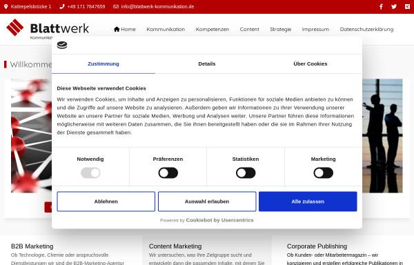 Vorschau von www.blattwerk-kommunikation.de, Blattwerk - Kommunikation für Unternehmen
