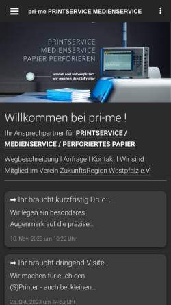 Vorschau der mobilen Webseite www.pri-me.eu, pri-me / Printservice Medienservice