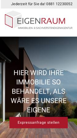 Vorschau der mobilen Webseite eigenraum-immo.de, EIGENRAUM Immobilien- & Sachverständigenagentur UG