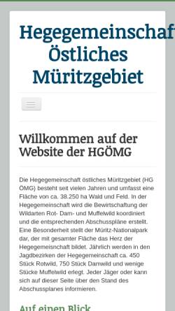 Vorschau der mobilen Webseite www.hg-omg.de, Hegegemeinschaft Östliches Müritzgebiet (HGÖMG)