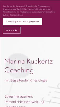 Vorschau der mobilen Webseite www.marina-kuckertz.com, Marina Kuckertz Coaching