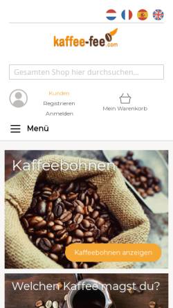 Vorschau der mobilen Webseite www.kaffee-fee.com, Kaffee-Fee