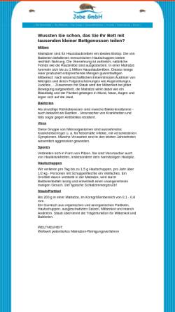Vorschau der mobilen Webseite www.weg-mit-den-milben.de, JoBe GmbH