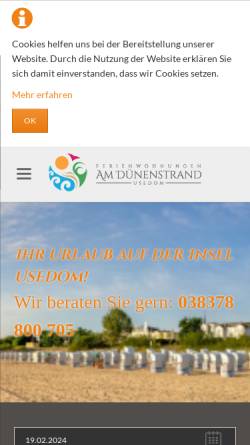 Vorschau der mobilen Webseite www.am-duenenstrand.de, Ferienwohnungen Am Dünenstrand