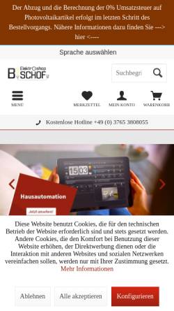 Vorschau der mobilen Webseite www.elektroshop-bischof.de, Elektroshop-Bischof
