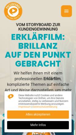 Vorschau der mobilen Webseite www.presentando.de, Presentando - Ihr Erklärfilm