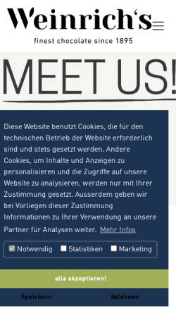 Vorschau der mobilen Webseite www.weinrich-schokolade.de, Ludwig Weinrich GmbH & Co. KG