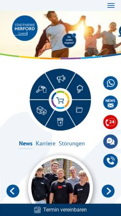 Vorschau der mobilen Webseite www.stadtwerke-herford.de, Stadtwerke Herford GmbH