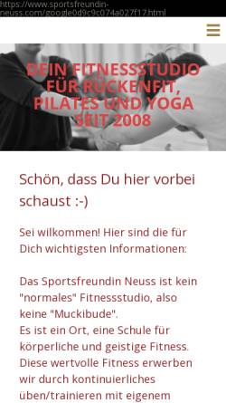 Vorschau der mobilen Webseite www.sportsfreundin-neuss.com, Sportsfreundin Neuss- Fitnessstudio + Pilates & Yoga für Frauen