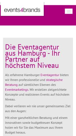 Vorschau der mobilen Webseite www.events-4-brands.com, events4brands GmbH