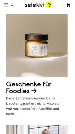 Vorschau der mobilen Webseite selekkt.com, Marktplatz für junges Produktdesign