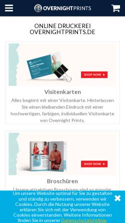 Vorschau der mobilen Webseite www.overnightprints.de, OvernightPrints GmbH