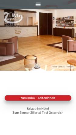 Vorschau der mobilen Webseite www.zum-senner.at, Hotel Zum Senner Zillertal - Adults only