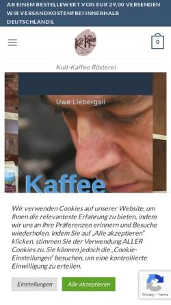 Vorschau der mobilen Webseite www.kult-kaffee.de, Kult-Kaffee Rösterei