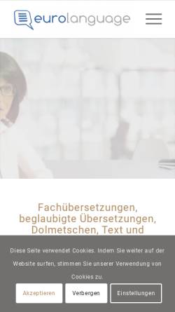 Vorschau der mobilen Webseite www.eurolanguage-translations.com, EUROLANGUAGE Fachübersetzungen GmbH