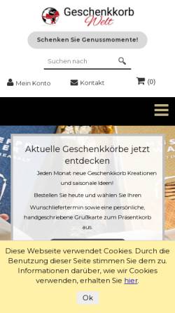Vorschau der mobilen Webseite geschenkkorbwelt.de, Geschenkkorb Welt