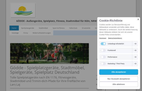 Vorschau von www.spielplatzgeraete-goedde.eu, Gödde - Spielplatzgeräte, Stadtmöbel, Kitabedarf