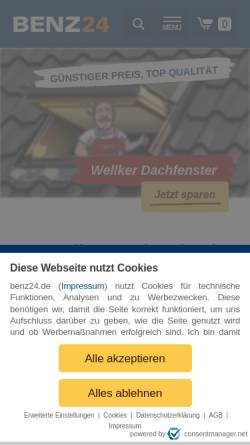 Vorschau der mobilen Webseite benz24.de, BENZ24 - Benz GmbH & Co. KG Baustoffe