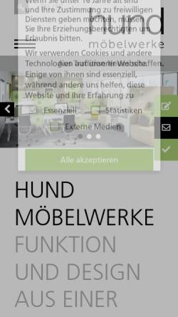 Vorschau der mobilen Webseite www.hund-moebel.de, Hund Möbelwerke GmbH & Co KG