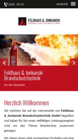 Vorschau der mobilen Webseite www.brandschutz-ms.de, Feldhaus & Jonkanski Brandschutztechnik GmbH