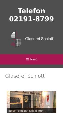 Vorschau der mobilen Webseite www.glaserei-schlott.de, Glaserei Schlott GmbH