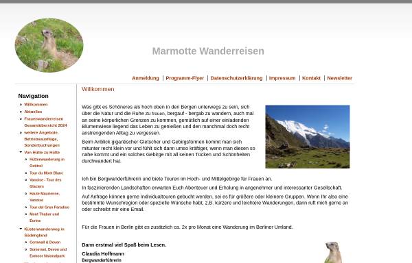 Vorschau von www.marmotte-wanderreisen.de, Marmotte Wanderreisen