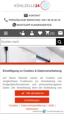 Vorschau der mobilen Webseite www.kuehlzelle24.de, Kühlzelle24 GmbH