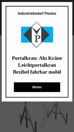 Vorschau der mobilen Webseite www.portalkran-alu.de, Leichtportalkrane, Aluportalkrane, Portalkrane und Alu Krane