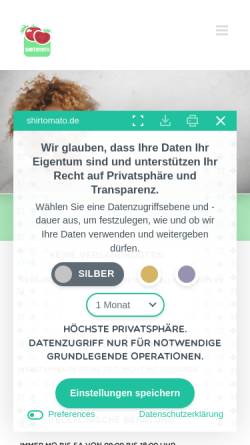 Vorschau der mobilen Webseite shirtomato.de, Shirtomato - GETFiX UG