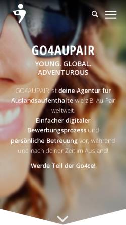 Vorschau der mobilen Webseite www.go4aupair.de, go4aupair - Au Pair Vermittlungsagentur