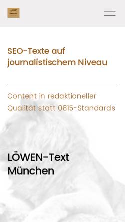 Vorschau der mobilen Webseite www.loewentext-seo.de, Löwen-Text: SEO-Texterin München für Online-Marketing