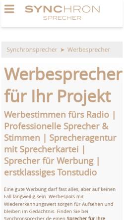 Vorschau der mobilen Webseite www.synchronsprecher.de, Stimmenkartei - Carpe Diem Studios GmbH