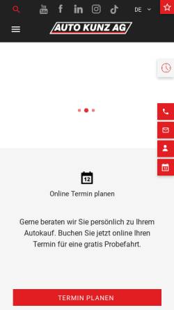 Vorschau der mobilen Webseite autokunz.ch, AUTO KUNZ AG