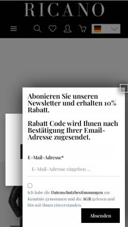 Vorschau der mobilen Webseite ricano.de, Ricano GmbH