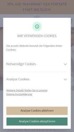 Vorschau der mobilen Webseite www.acredo-trauringe.de, acredo GmbH
