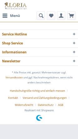 Vorschau der mobilen Webseite aloria.de, ALORIA