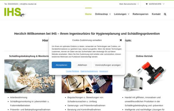 Vorschau von www.ihs-neuber.de, IHS- Ingenieurbüro für Hygieneplanung und Schädlingsprävention