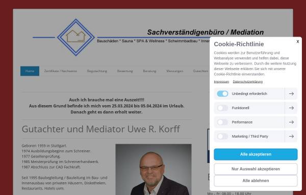 Vorschau von www.sachverstaendiger-korff.de, Sachverständigenbüro - Mediation Uwe R. Korff