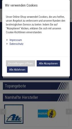 Vorschau der mobilen Webseite www.autoteile-preiswert.de, Autoteile Preiswert - pro reNet GmbH