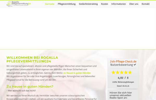 Vorschau von rogalla-pflegevermittlung24.de, Rogalla Pflegevermittlung 24