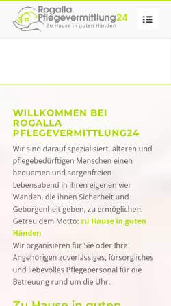 Vorschau der mobilen Webseite rogalla-pflegevermittlung24.de, Rogalla Pflegevermittlung 24