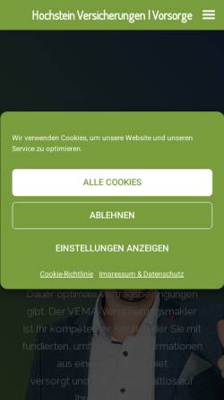 Vorschau der mobilen Webseite hochstein-versicherungen.de, Hochstein Versicherungen