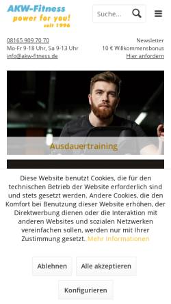 Vorschau der mobilen Webseite www.akw-fitness.de, AKW Fitness & Sport GmbH