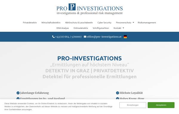 Vorschau von pro-investigations.at, PRO - INVESTIGATIONS