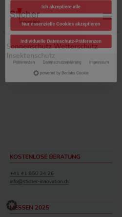 Vorschau der mobilen Webseite www.sticher-innovation.ch, Sticher Innovation AG
