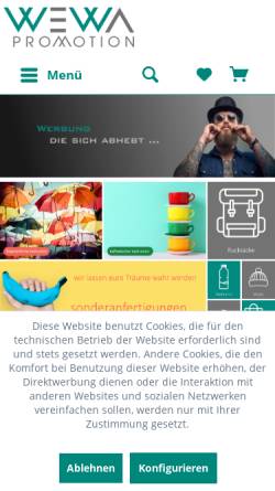 Vorschau der mobilen Webseite werbeartikel-wewa.de, WEWA Promotion GmbH