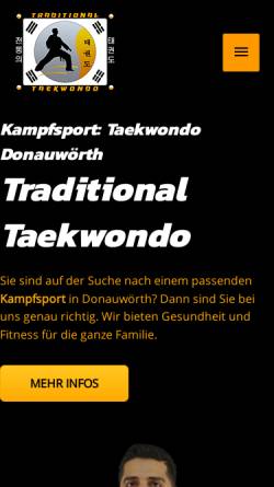 Vorschau der mobilen Webseite www.kampfsport-donauwoerth.de, Traditional Taekwondo Donau-Ries
